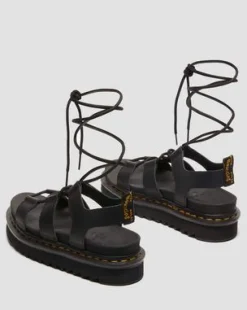 Sandalia con plataforma Nartilla de piel in Negro