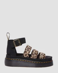 Sandalias con plataforma Quad Clarissa Ii de piel con estampado de leopardo in Cámel Claro