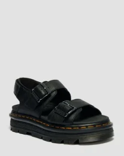 Sandalias con plataforma Zebzag de piel Pisa in Negro