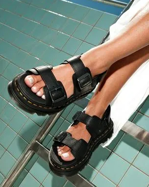 Sandalias con plataforma Zebzag de piel Pisa in Negro