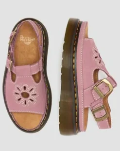 Sandalias de plataforma Dunnet Flower de piel Nubuck in Rosa Empolvado