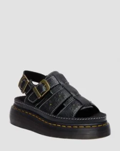 Sandalias de plataforma Wrenlie de piel Nappa con puntera abierta in Negro