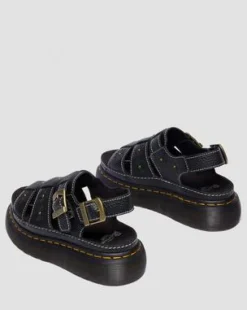 Sandalias de plataforma Wrenlie de piel Nappa con puntera abierta in Negro
