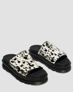Sandalias de plataforma Zebzag de piel Hair On dálmata in Crema & Negro