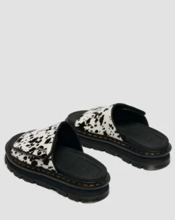 Sandalias de plataforma Zebzag de piel Hair On dálmata in Crema & Negro