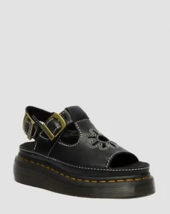 Sandalias Dunnet Flower de piel de plena flor in Negro