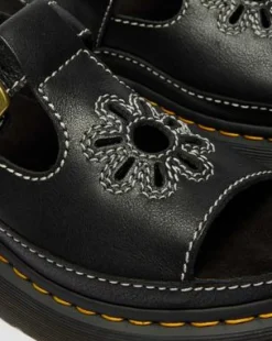 Sandalias Dunnet Flower de piel de plena flor in Negro