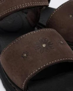 Sandalias Flower de Debossed Nubuck para niños in Marrón Oscuro