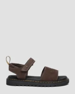 Sandalias Flower de Debossed Nubuck para niños in Marrón Oscuro