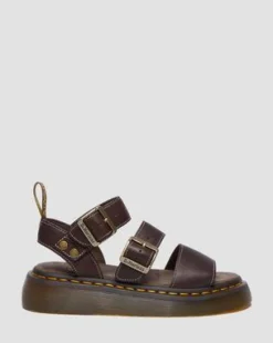 Sandalias Gryphon Quad de piel Grizzly in Marrón Oscuro