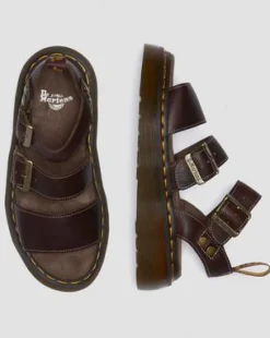 Sandalias Gryphon Quad de piel Grizzly in Marrón Oscuro