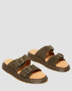 Sandalias Josef de ante in Verde Oliva Verde