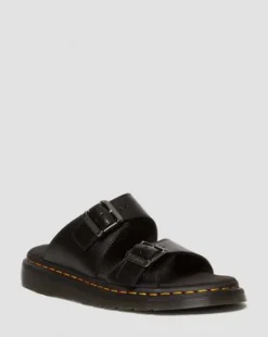 Sandalias Josef de piel con hebilla in Negro