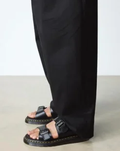 Sandalias Josef de piel con hebilla in Negro
