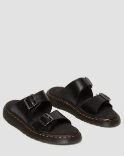 Sandalias Josef de piel con hebilla in Negro