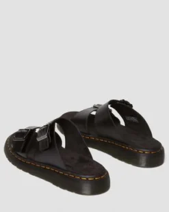 Sandalias Josef de piel con hebilla in Negro