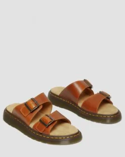 Sandalias Josef de piel con hebilla in Oak