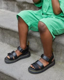 Sandalias Klaire de piel con tiras para junior in Negro