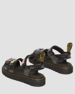 Sandalias Klaire de purpurina con tiras de velcro para junior in Black