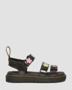 Sandalias Klaire de purpurina con tiras de velcro para junior in Black