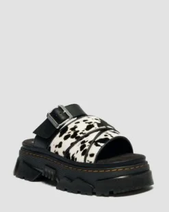 Sandalias Mattison de piel Hair On dálmata in Crema & Negro