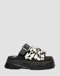 Sandalias Mattison de piel Hair On dálmata in Crema & Negro