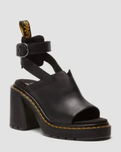 Sandalias Millee de piel con puntera abierta&nbsp; in Negro