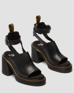 Sandalias Millee de piel con puntera abierta&nbsp; in Negro