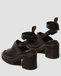 Sandalias Millee de piel con puntera abierta&nbsp; in Negro