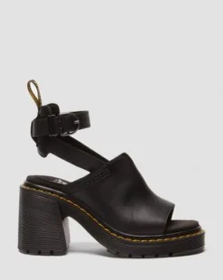 Sandalias Millee de piel con puntera abierta&nbsp; in Negro