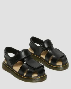 Sandalias Moby II para niños de piel con tiras con velcro in Negro