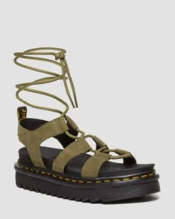 Sandalias Nartilla de piel Tumbled Nubuck in Muted Olive
