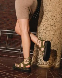 Sandalias Nartilla de piel Tumbled Nubuck in Muted Olive