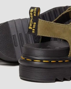Sandalias Nartilla de piel Tumbled Nubuck in Muted Olive