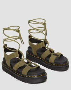 Sandalias Nartilla de piel Tumbled Nubuck in Muted Olive