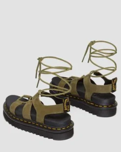 Sandalias Nartilla de piel Tumbled Nubuck in Muted Olive