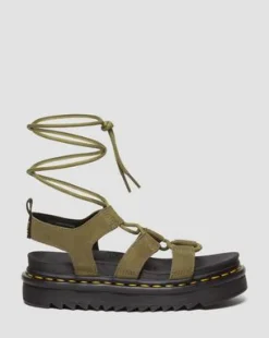 Sandalias Nartilla de piel Tumbled Nubuck in Muted Olive