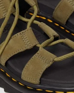 Sandalias Nartilla de piel Tumbled Nubuck in Muted Olive