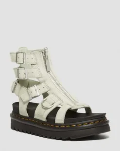 Sandalias Olson de piel Tumbled Nubuck con cremallera in Smoked Mint