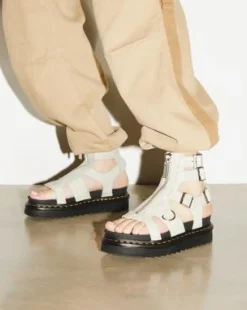 Sandalias Olson de piel Tumbled Nubuck con cremallera in Smoked Mint