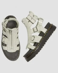 Sandalias Olson de piel Tumbled Nubuck con cremallera in Smoked Mint