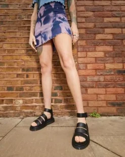 Sandalias planas con plataforma Clarissa II en piel Brando in Negro