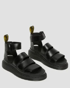 Sandalias planas con plataforma Clarissa II en piel Brando in Negro