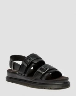 Sandalias San Two Strap de piel in Negro