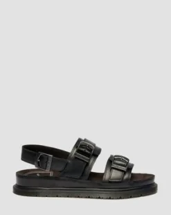 Sandalias San Two Strap de piel in Negro