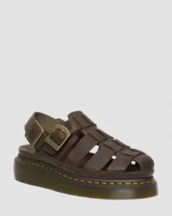 Sandalias Wrenlie Fisherman de piel Grizzly in Marrón Oscuro