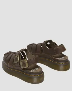 Sandalias Wrenlie Fisherman de piel Grizzly in Marrón Oscuro