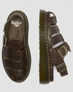 Sandalias Wrenlie Fisherman de piel Grizzly in Marrón Oscuro