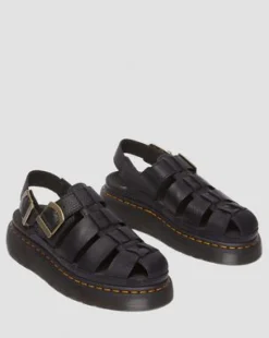 Sandalias Wrenlie Fisherman de piel Grizzly in Negro
