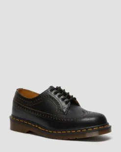 Zapatos Blucher 3989 Vintage de piel Quilon calada in Negro